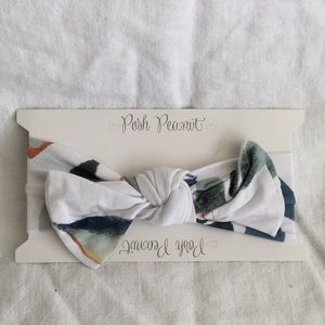 Silver leaf print infant headband